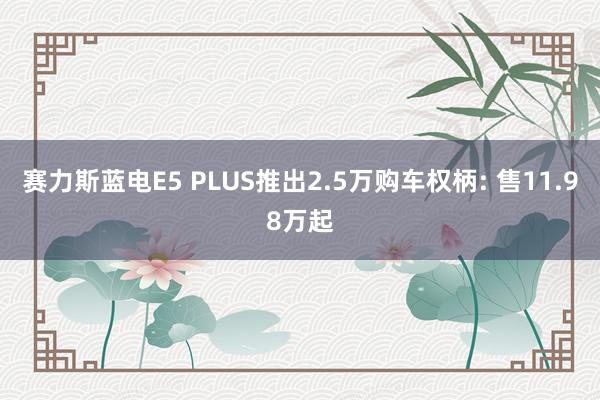 赛力斯蓝电E5 PLUS推出2.5万购车权柄: 售11.98万起