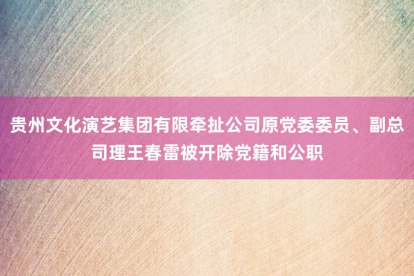 贵州文化演艺集团有限牵扯公司原党委委员、副总司理王春雷被开除党籍和公职